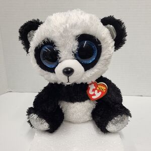 Ty Beanie Boos BAMBOO Panda Bear Blue Eyes 6" Silver Glitter Feet - With Tag